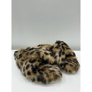 Diba True‎ Cay Lee Size 7 Fuzzy Leopard Slipper Sandals Comfort New in Box